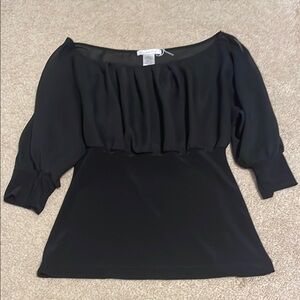 Charlotte Russe Black Ruched Fitted Blouse